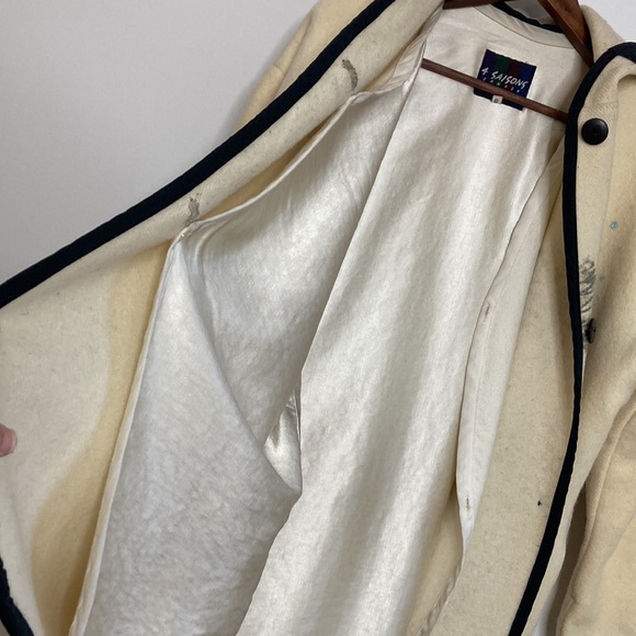 Vintage Duffle Coat Womens 8 Cream Wool Overcoat Nylon Shell 3 in 1 Cottagecore - Picture 6 of 15